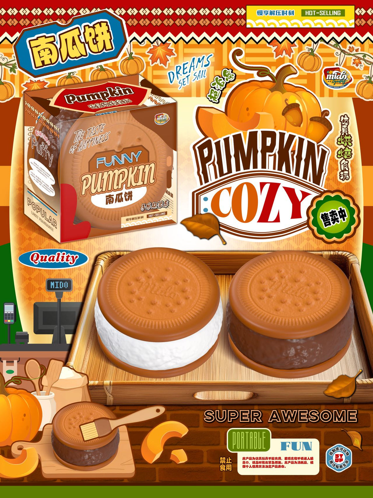 Mido Pumpkin Sandwich Squishy