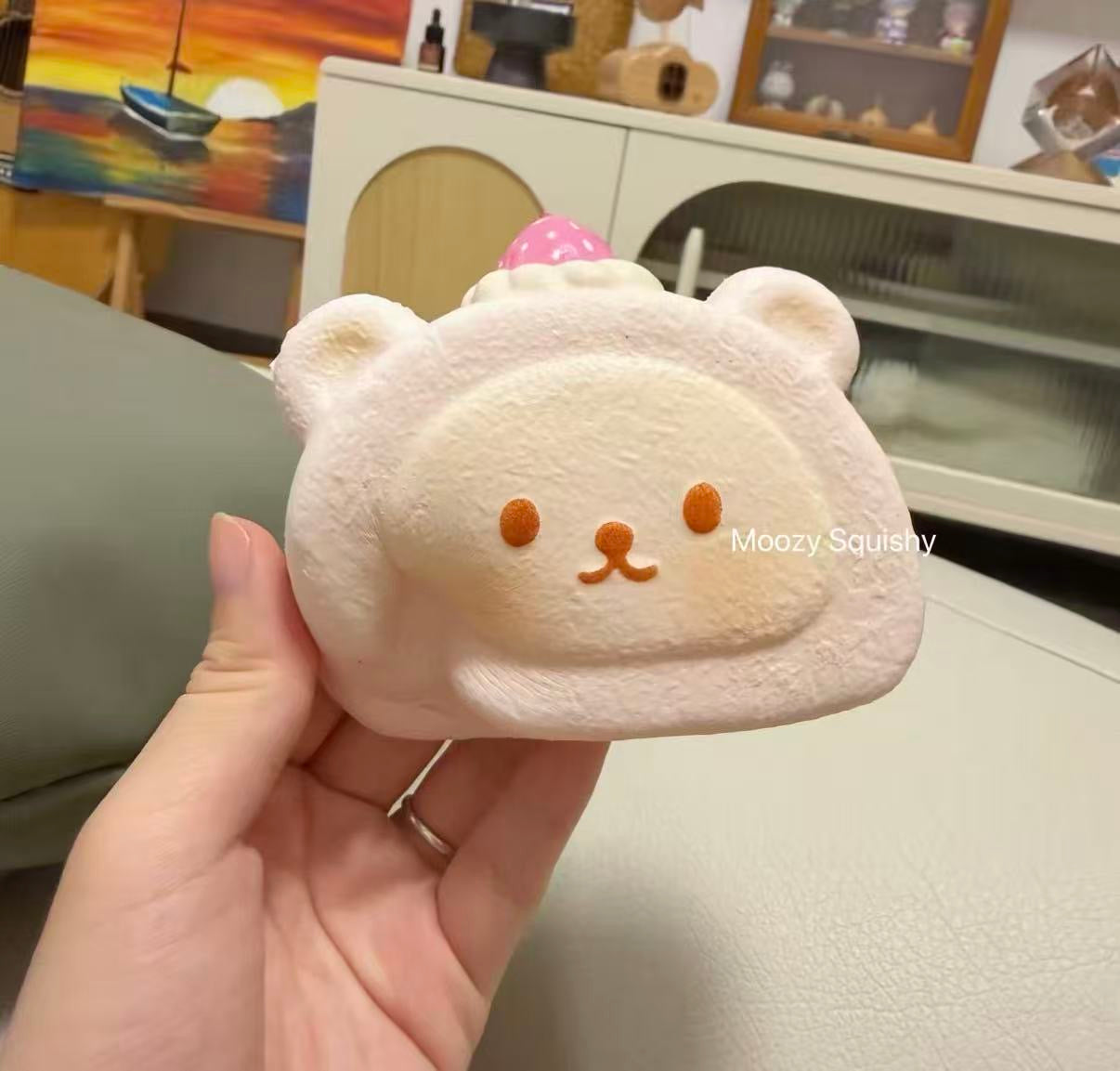 Moozy Bear Strawberry Cream Roll Squishy