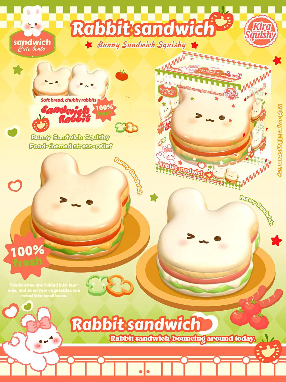 Kira Rabbit Sandwich Squishy
