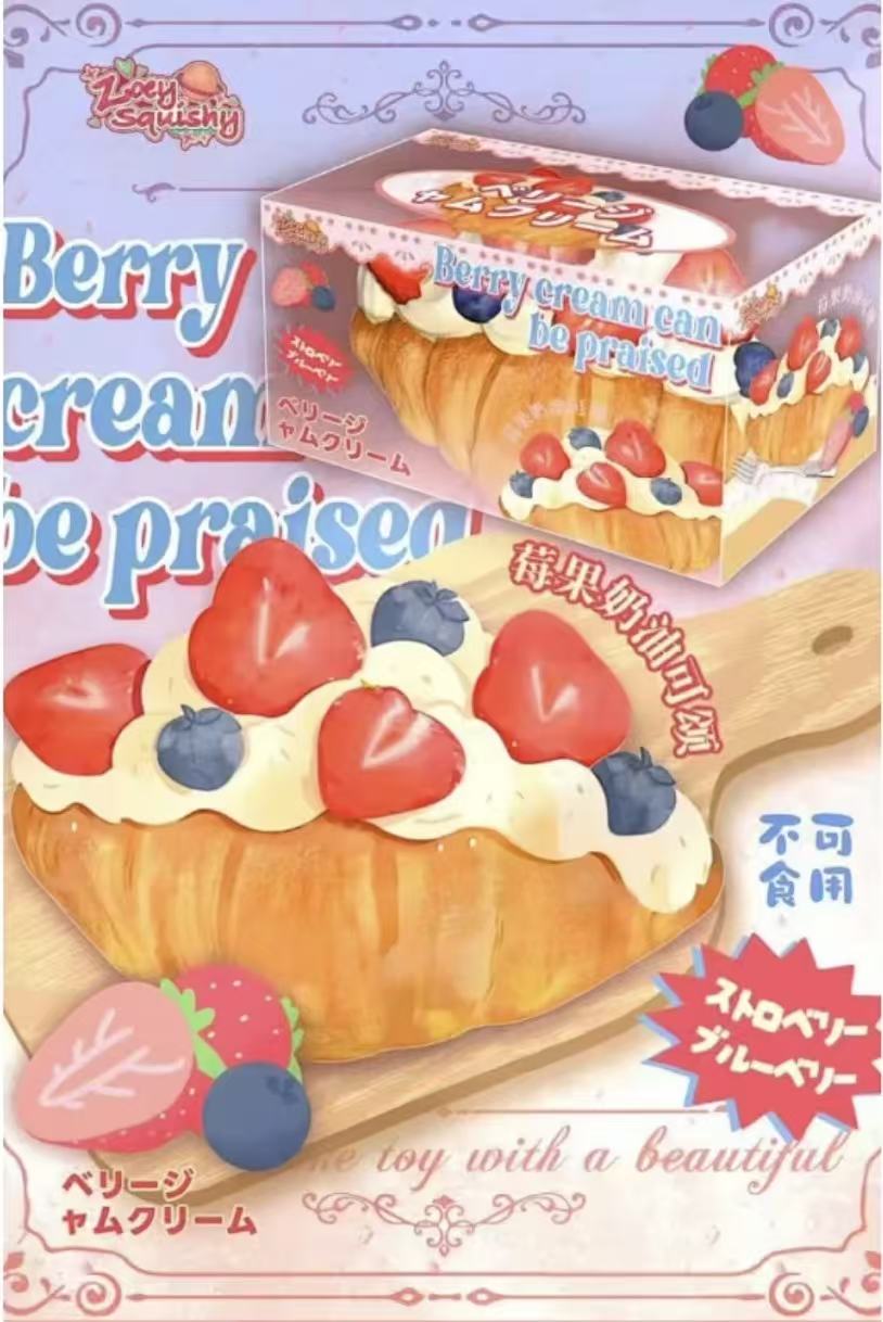 Zoey Berry Cream Croissant Squishy
